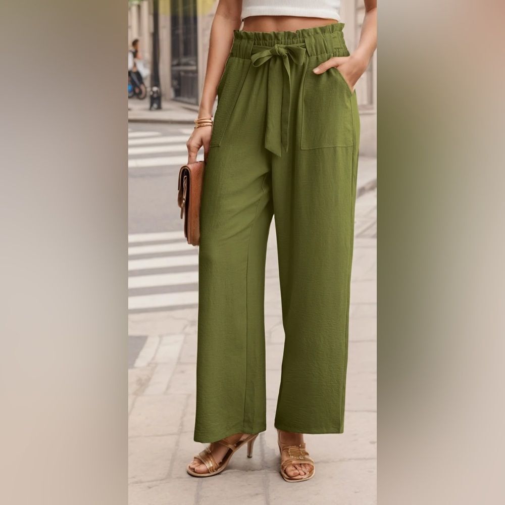 JWD Wide Leg Pants Green Large  NWT